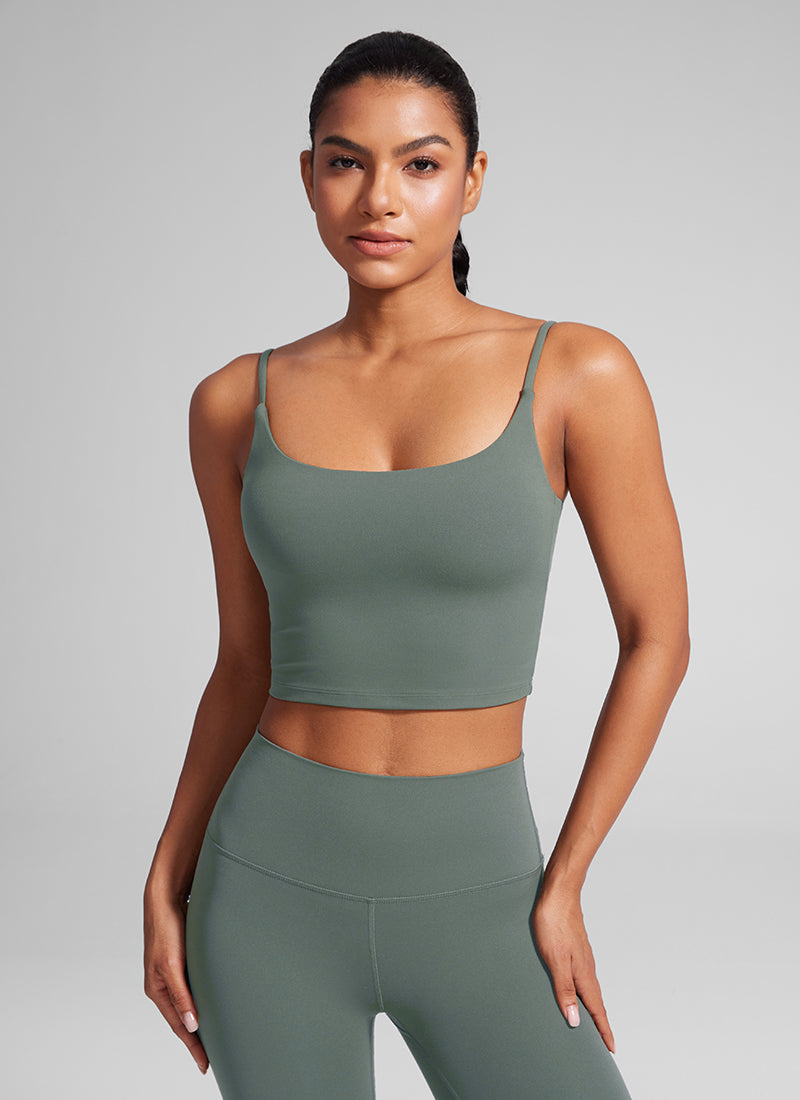 Butterlift Scoop Neck Cropped Build-in Bra Tanks