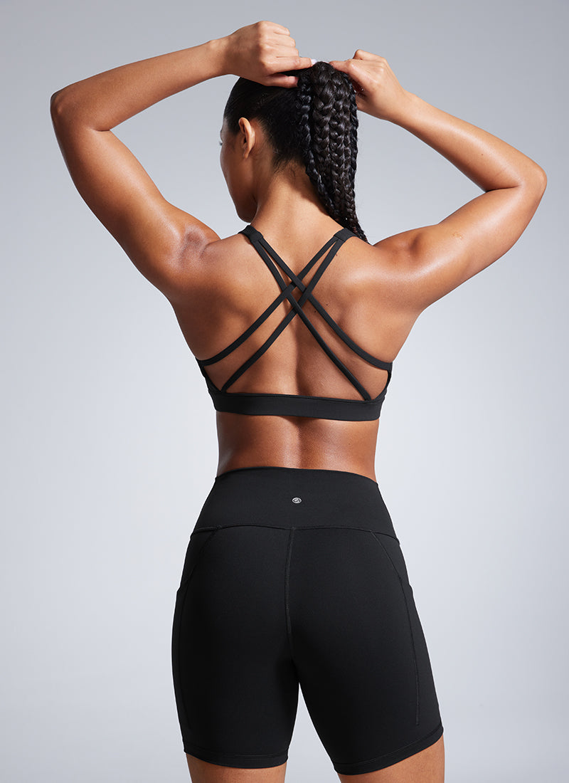 Butterbreeze Square Neck Sports Bras Criss Cross Back
