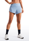Feathery-Fit Soft Mid-Rise Lined Shorts with Back Zipper Pocket 4''