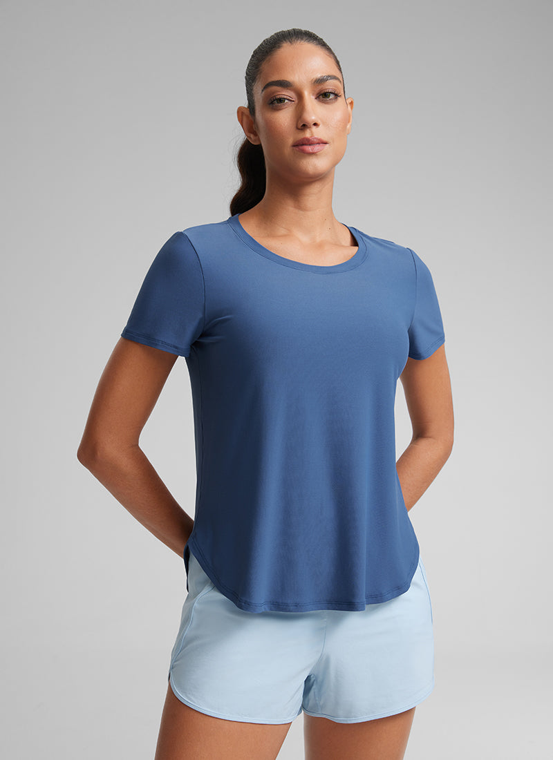 Cloudweight Crewneck Short Sleeve Shirts Side Slit