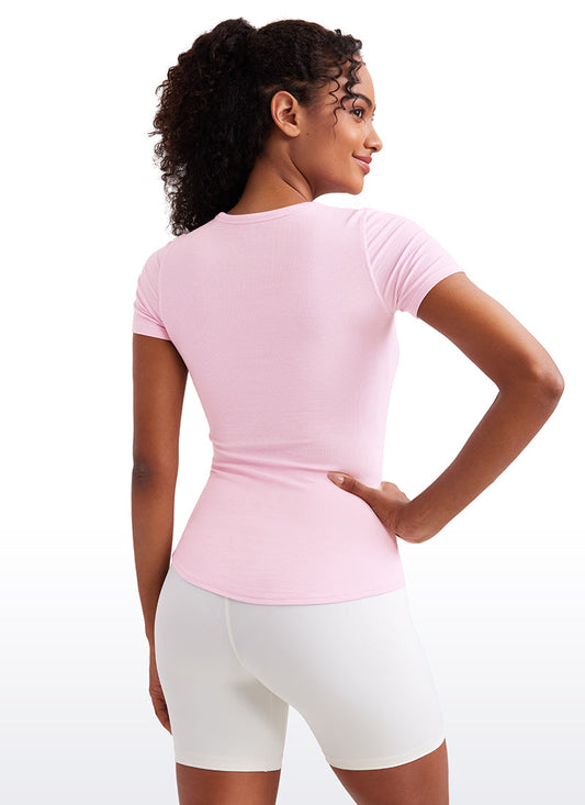 Ribbed Modal Crew Neck Short Sleeves