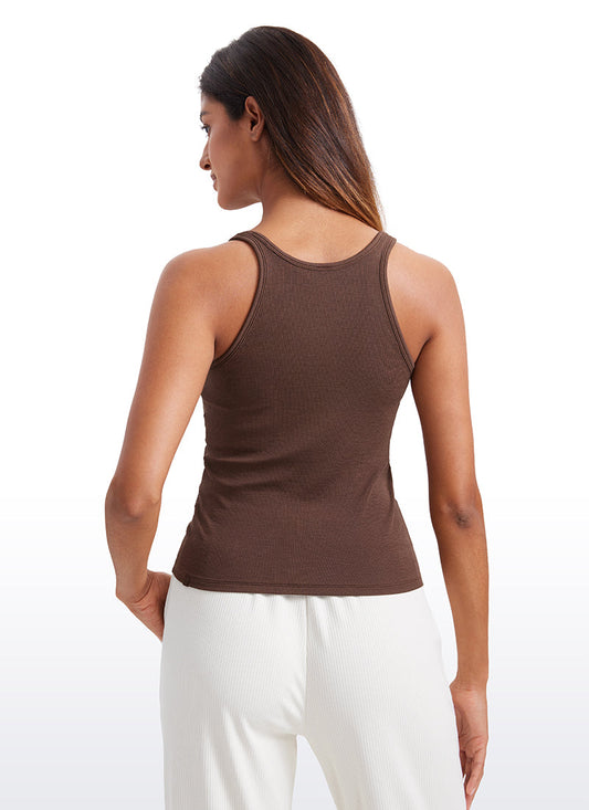 Ribbed Modal Waist Length Racerback Tanks