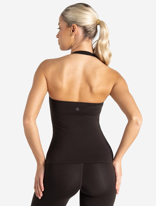 Allure Halter Built-in Bra Vest - Espresso