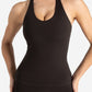 Allure Halter Built-in Bra Vest - Espresso