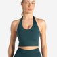 Allure Halter Built-in Bra Crop Top - Marine Teal