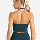 Allure Halter Built-in Bra Crop Top - Marine Teal