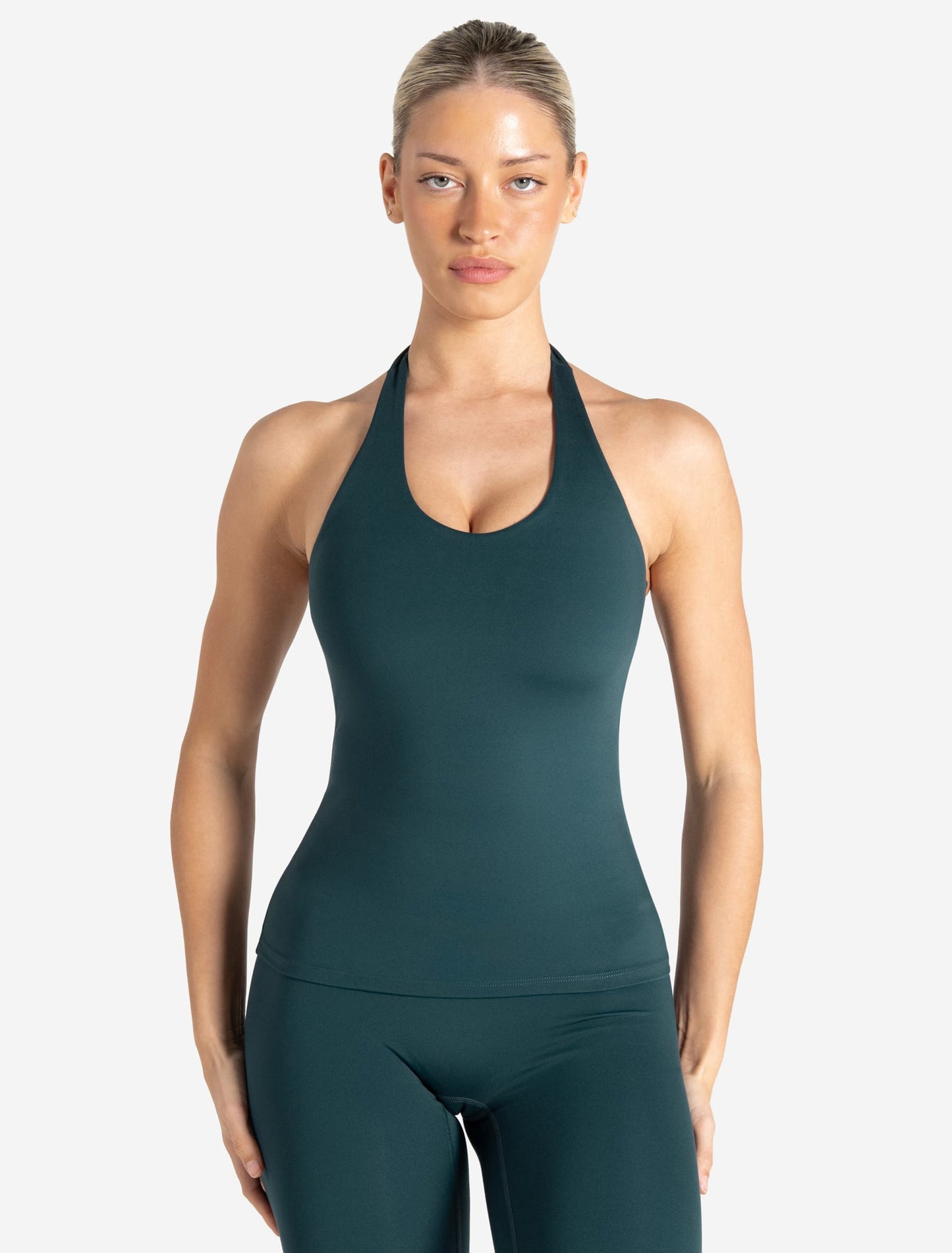 Allure Halter Built-in Bra Vest - Marine Teal