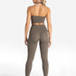 Allure Halter Built-in Bra Crop Top - Taupe