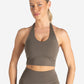 Allure Halter Built-in Bra Crop Top - Taupe