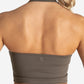 Allure Halter Built-in Bra Crop Top - Taupe