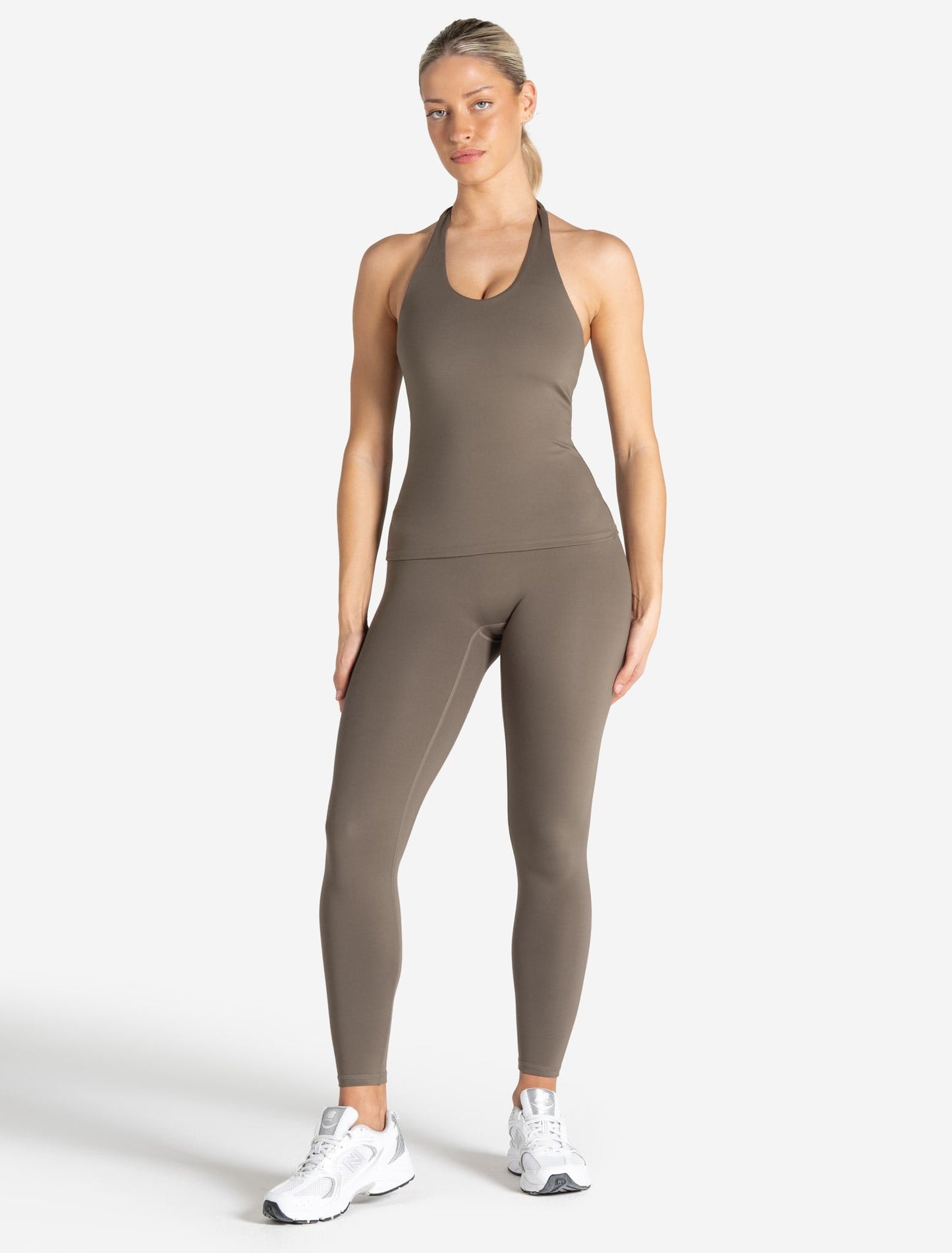 Allure Halter Built-in Bra Vest - Taupe