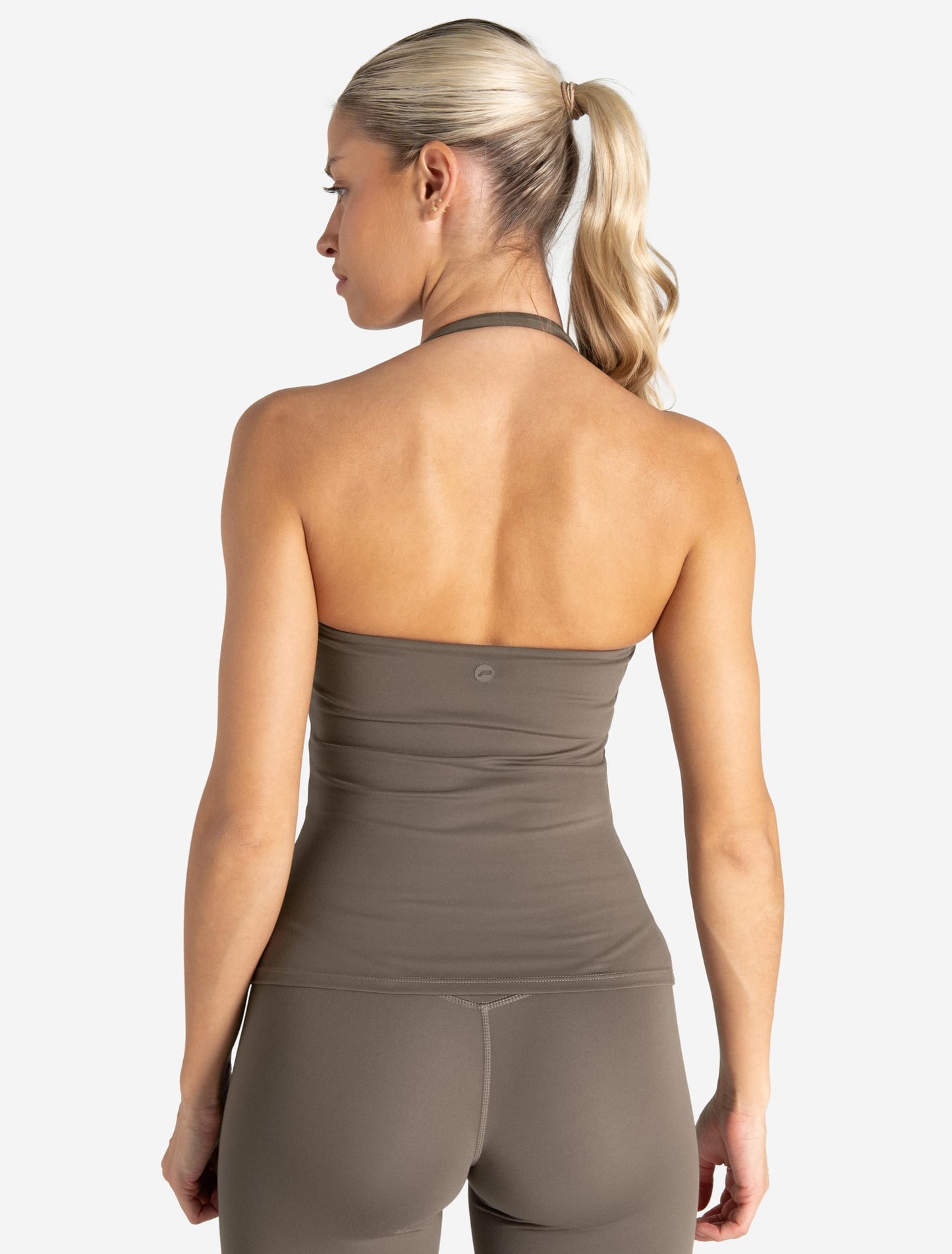 Allure Halter Built-in Bra Vest - Taupe