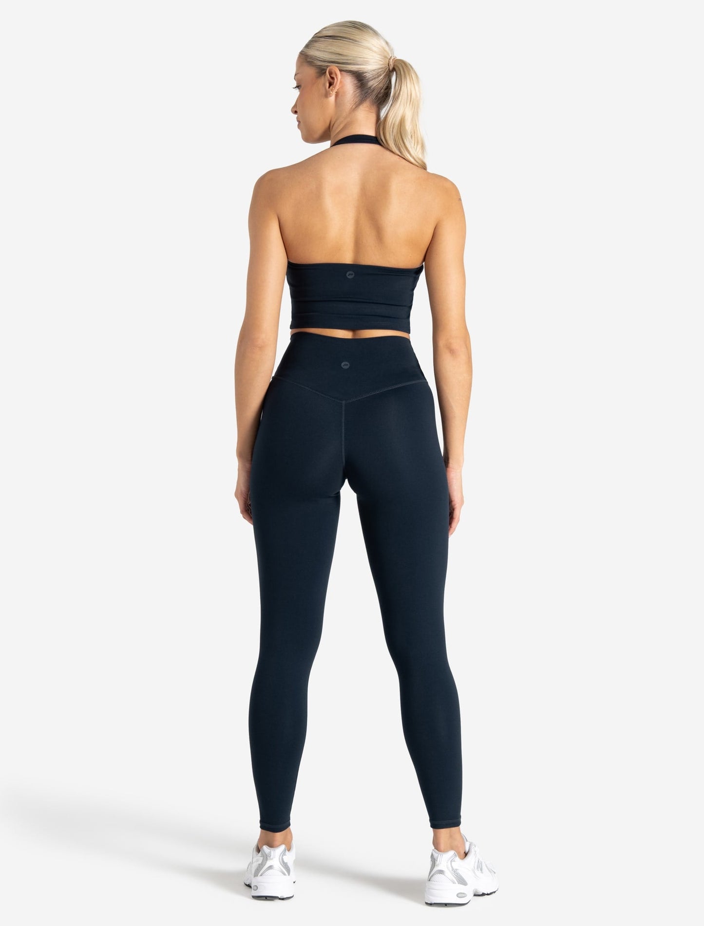 Allure Halter Built-in Bra Crop Top - Dark Navy