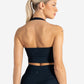 Allure Halter Built-in Bra Crop Top - Dark Navy