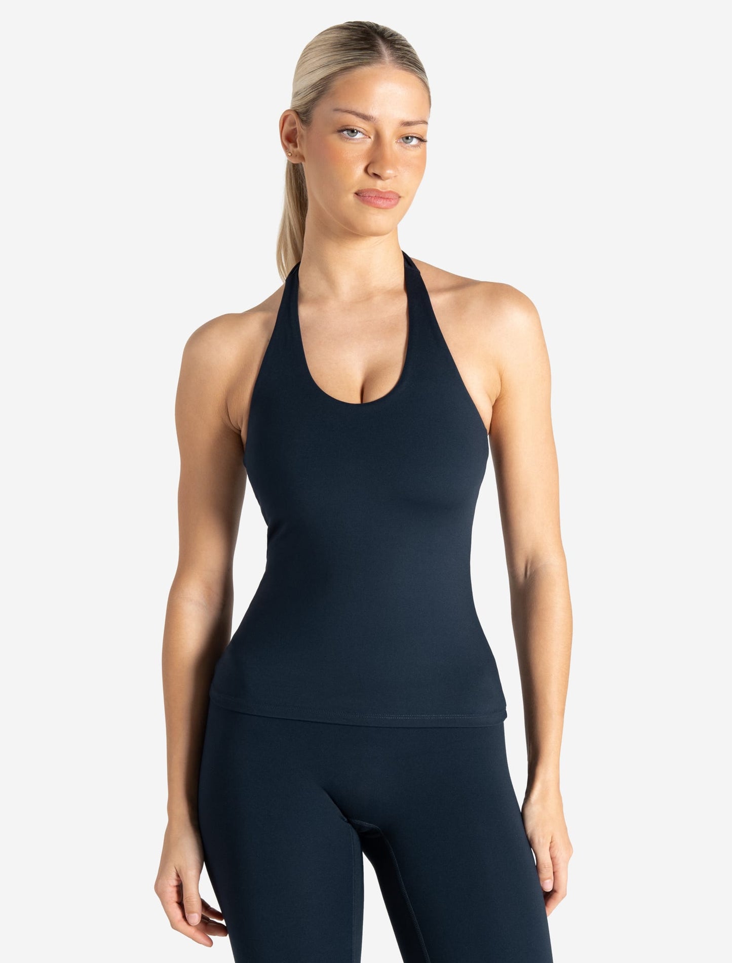 Allure Halter Built-in Bra Vest - Dark Navy