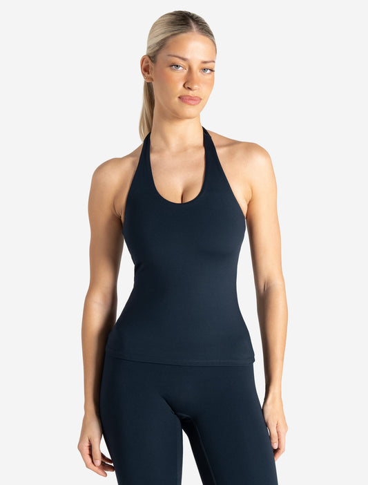 Allure Halter Built-in Bra Vest - Dark Navy