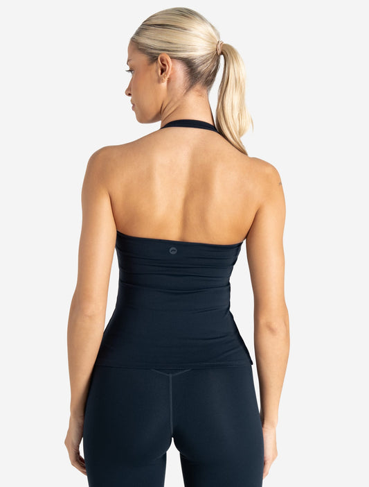 Allure Halter Built-in Bra Vest - Dark Navy