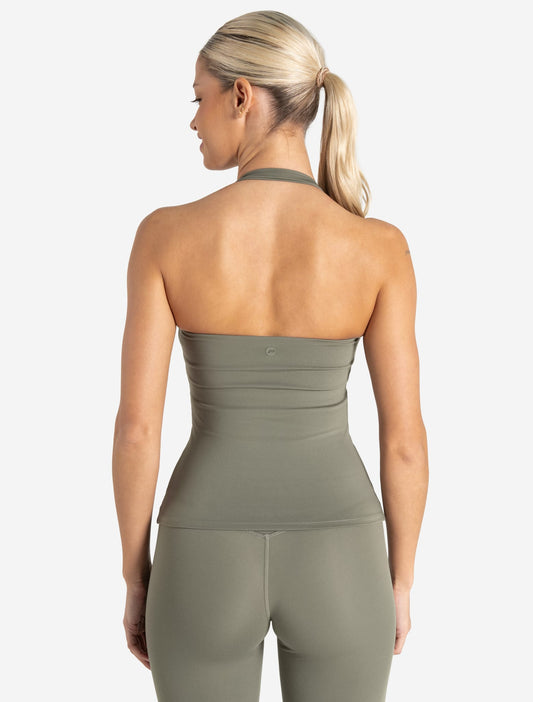 Allure Halter Built-in Bra Vest - Dusky Sage