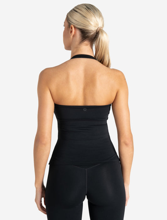 Allure Halter Built-in Bra Vest - Black