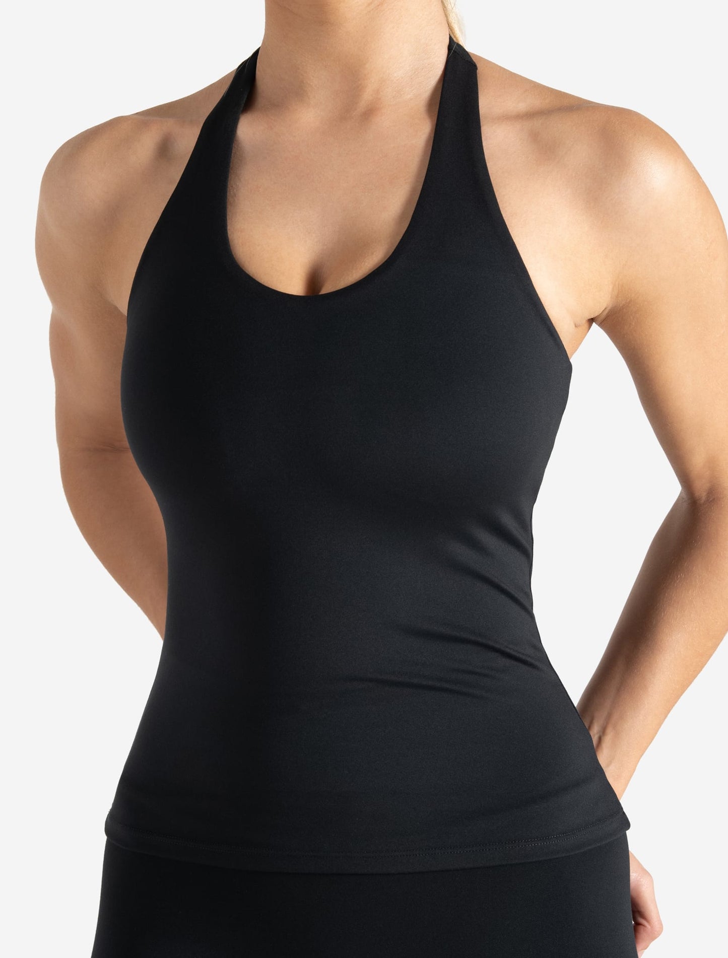 Allure Halter Built-in Bra Vest - Black
