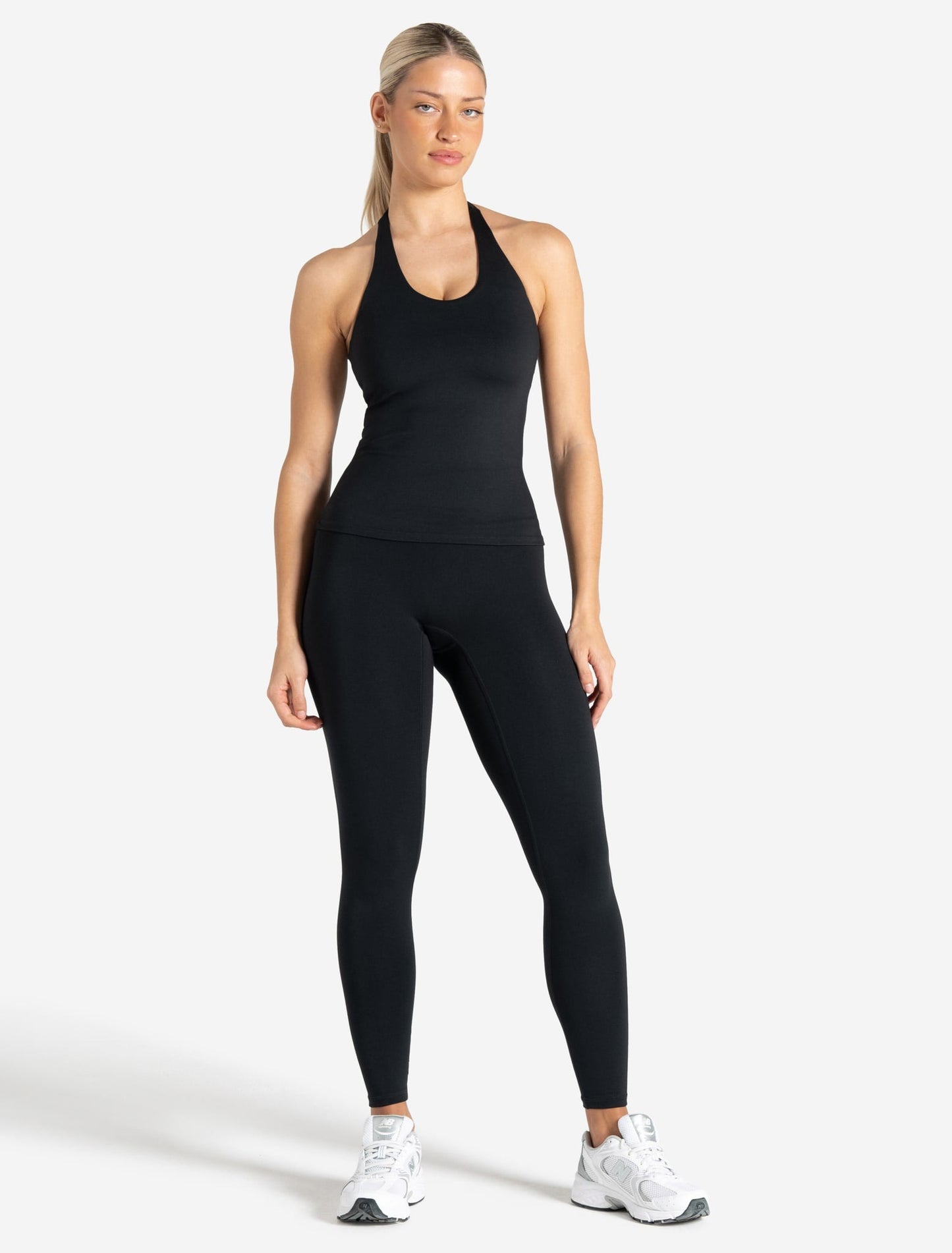 Allure Halter Built-in Bra Vest - Black