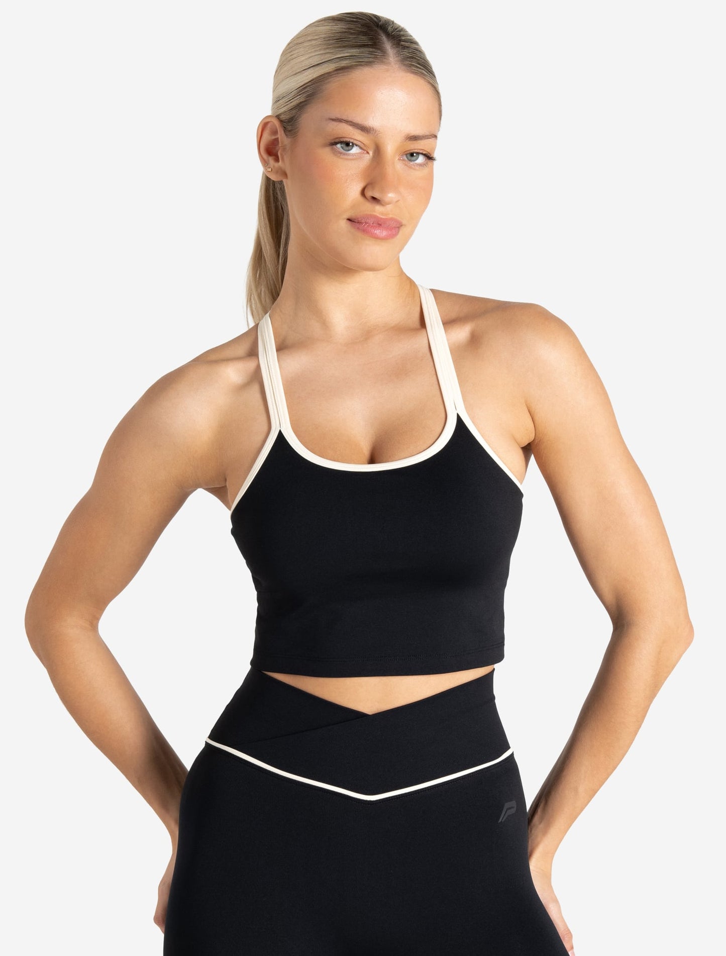 Sculpt Seamless Built-In Bra Tank - Black/Marshmallow