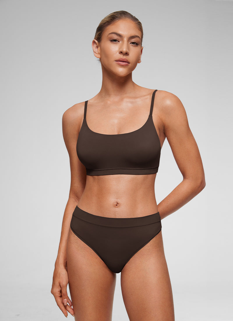 Softhold Double Lined Scoop Neck Bralettes Adjustable
