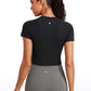 Seamless Crew Neck Cropped Short Sleeves