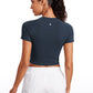 Seamless Crew Neck Cropped Short Sleeves