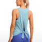 Pima Cotton High Neck Tank Split Open Back