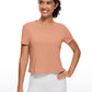 Pima Cotton Short Sleeves Cropped High Neck