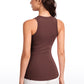 Ribbed Hip Length High Neck Racerback Tank