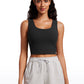 Ribbed Cropped Length Scoop Neck Tank
