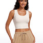 Ribbed Cropped Length Scoop Neck Tank