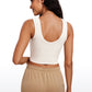 Ribbed Cropped Length Scoop Neck Tank