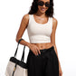 Ribbed Cropped Length Scoop Neck Tank
