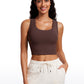 Ribbed Cropped Length Scoop Neck Tank