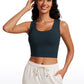 Ribbed Cropped Length Scoop Neck Tank