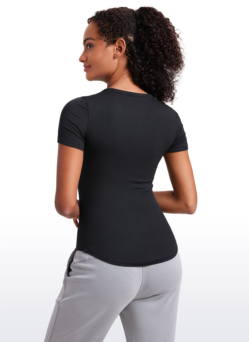 Ribbed Modal Crew Neck Short Sleeves