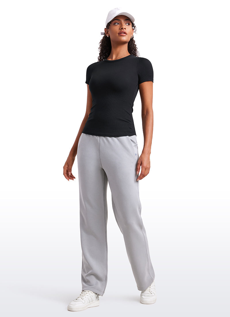 Ribbed Modal Crew Neck Short Sleeves