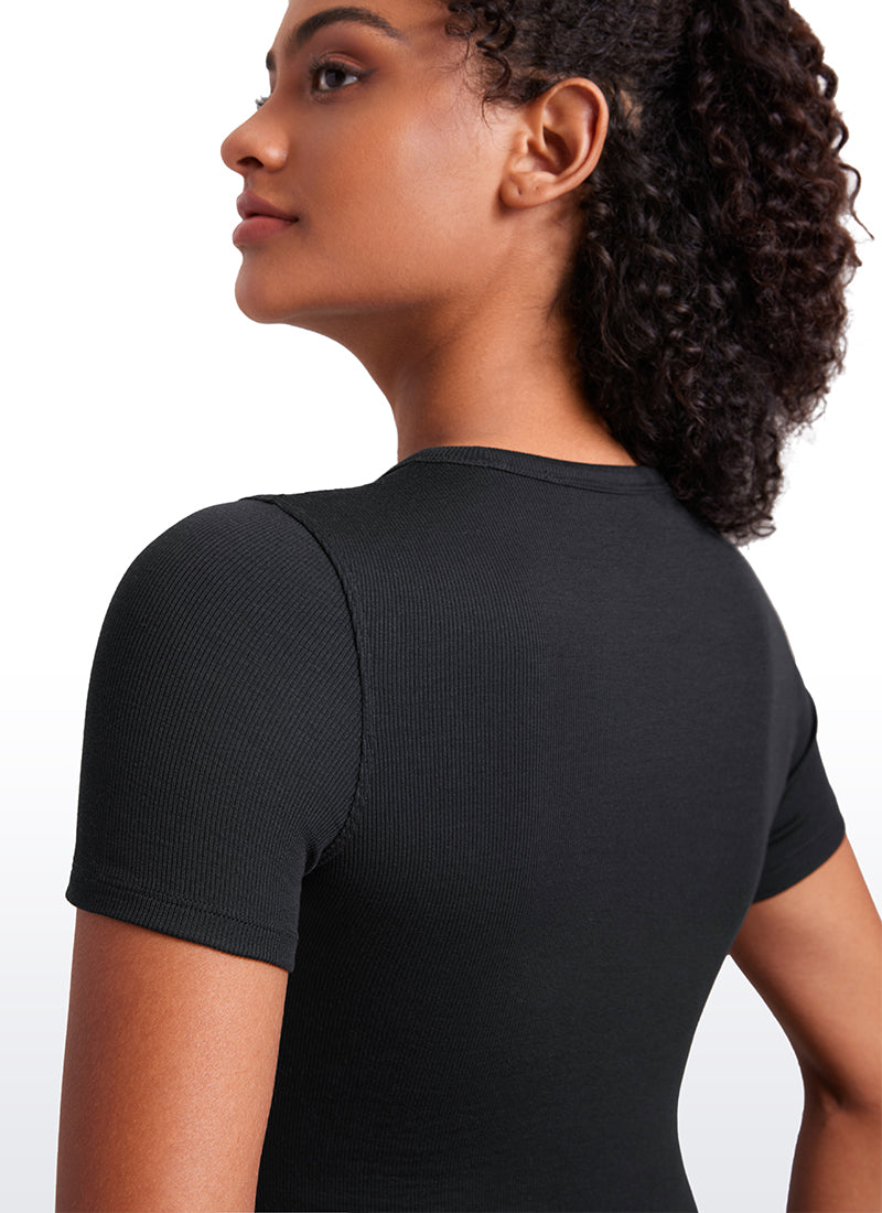 Ribbed Modal Crew Neck Short Sleeves