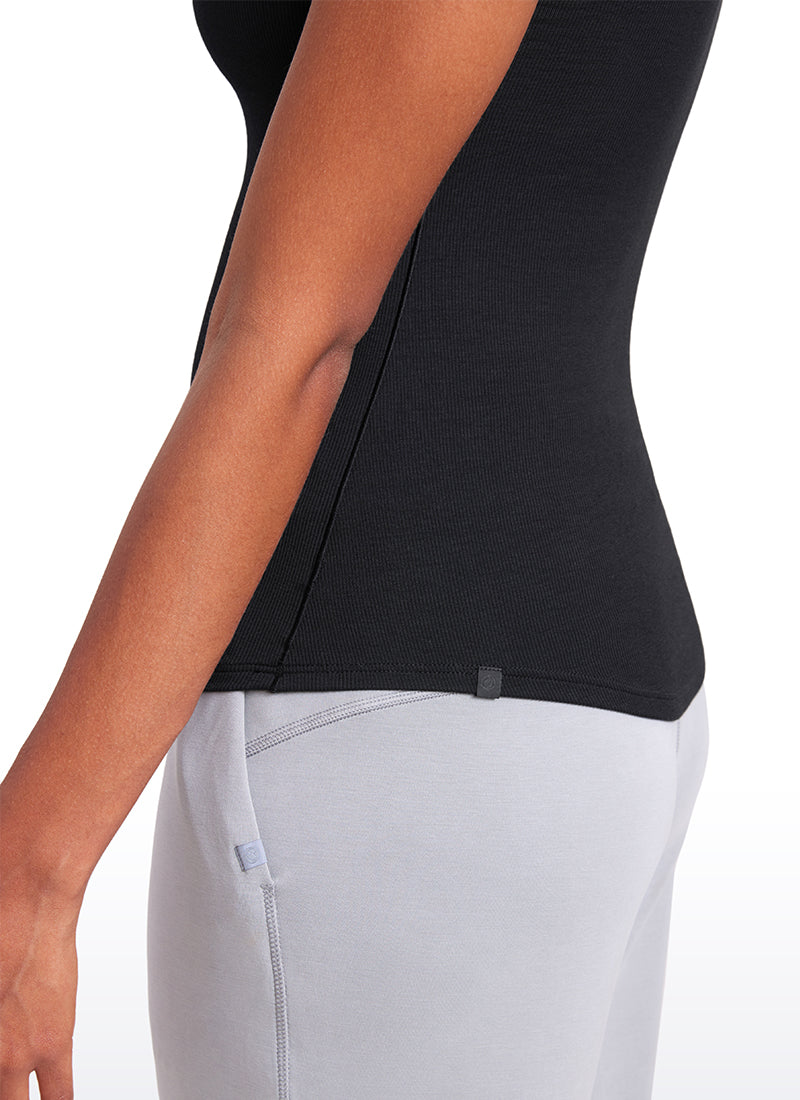 Ribbed Modal Crew Neck Short Sleeves