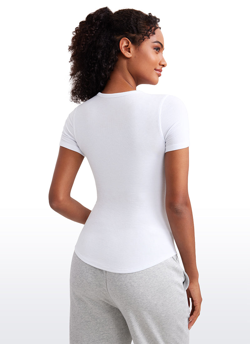 Ribbed Modal Crew Neck Short Sleeves