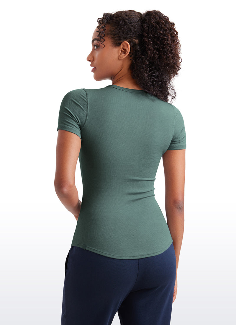 Ribbed Modal Crew Neck Short Sleeves