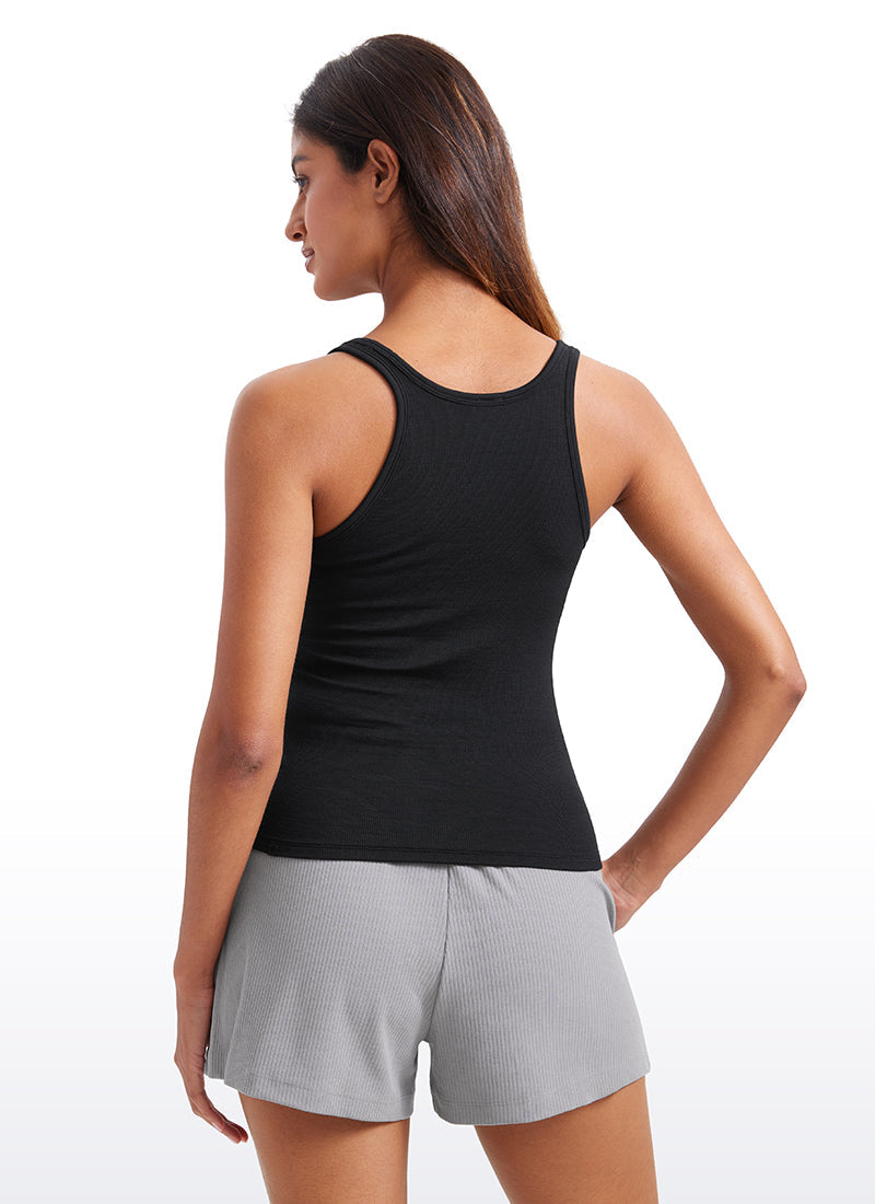 Ribbed Modal Waist Length Racerback Tanks