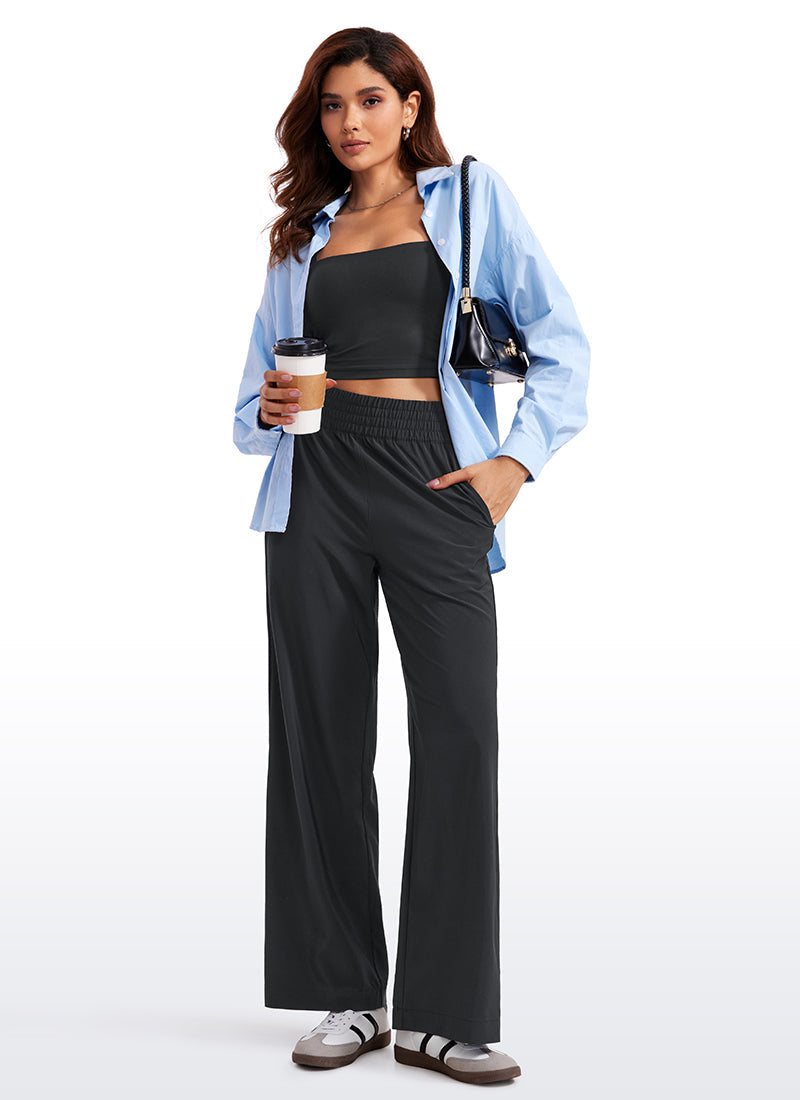 Feathery-Fit Soft High Rise Wide Leg Pants with Pockets 30"