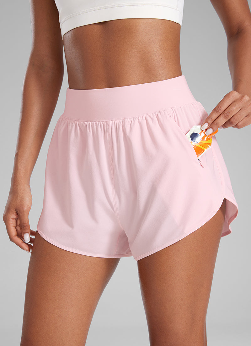 High Waisted Dolphin Shorts 3” With Zipper Pockets Liner