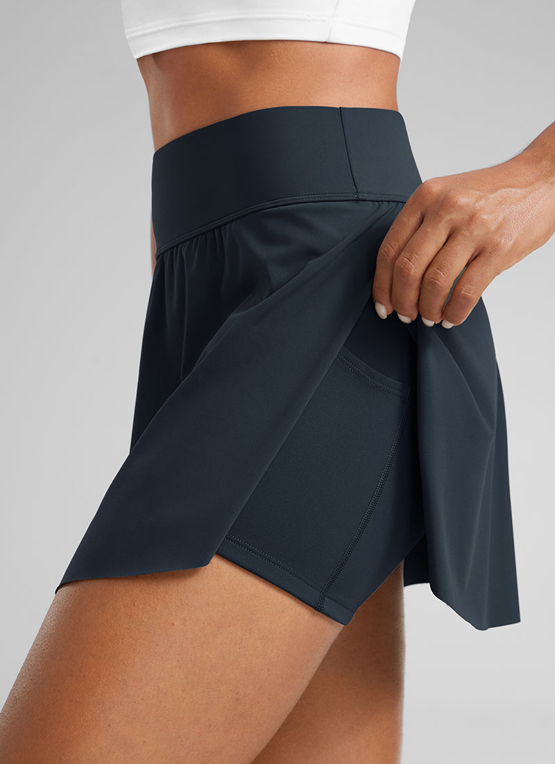A Line Athletic Skirts High Waisted Side Slit with Pockets 14.5''
