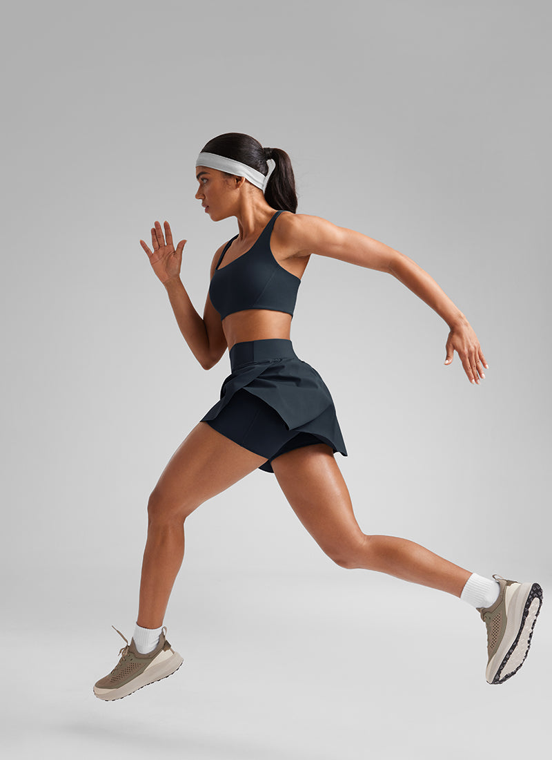 A Line Athletic Skirts High Waisted Side Slit with Pockets 14.5''