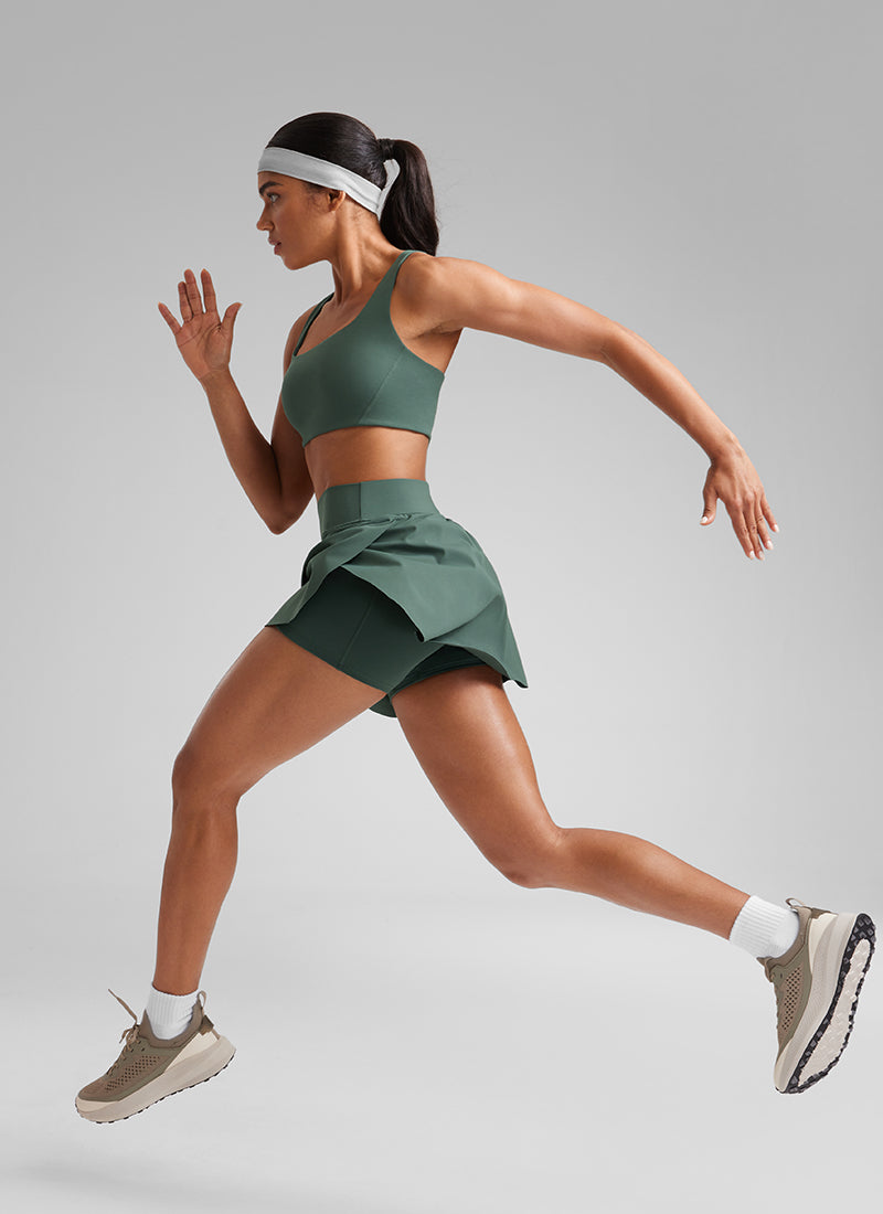 A Line Athletic Skirts High Waisted Side Slit with Pockets 14.5''